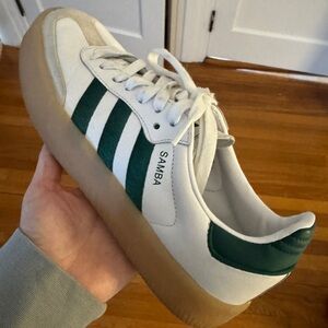 Adidas Samba White with Dark Green Accents